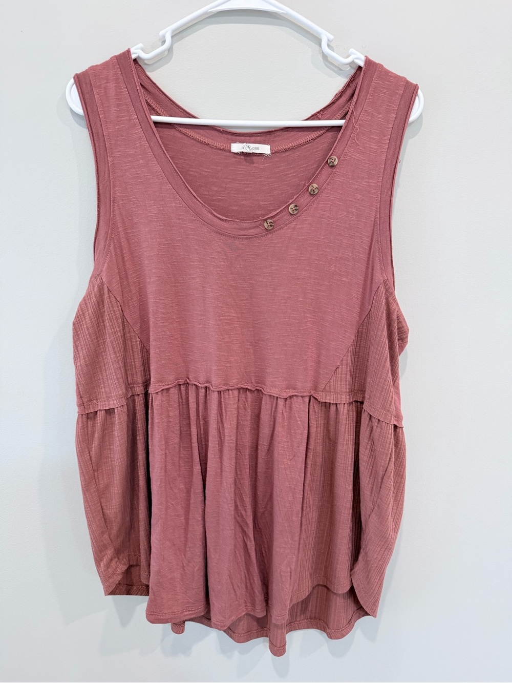 Maurices Rose Mauve Sleeveless Peplum Tank with Button Detail